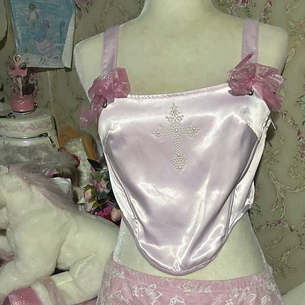 sugar thrillz, dolls kill bustier corset top  cross